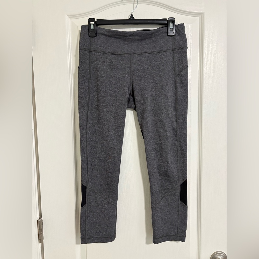 Lululemon Athletica Pace Rival Charcoal Leggings with Black Panels
